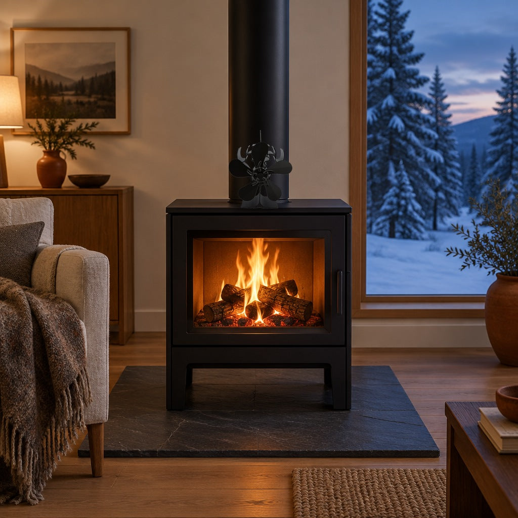 Heat-Powered Wood Stove Fan + Stove Thermometer